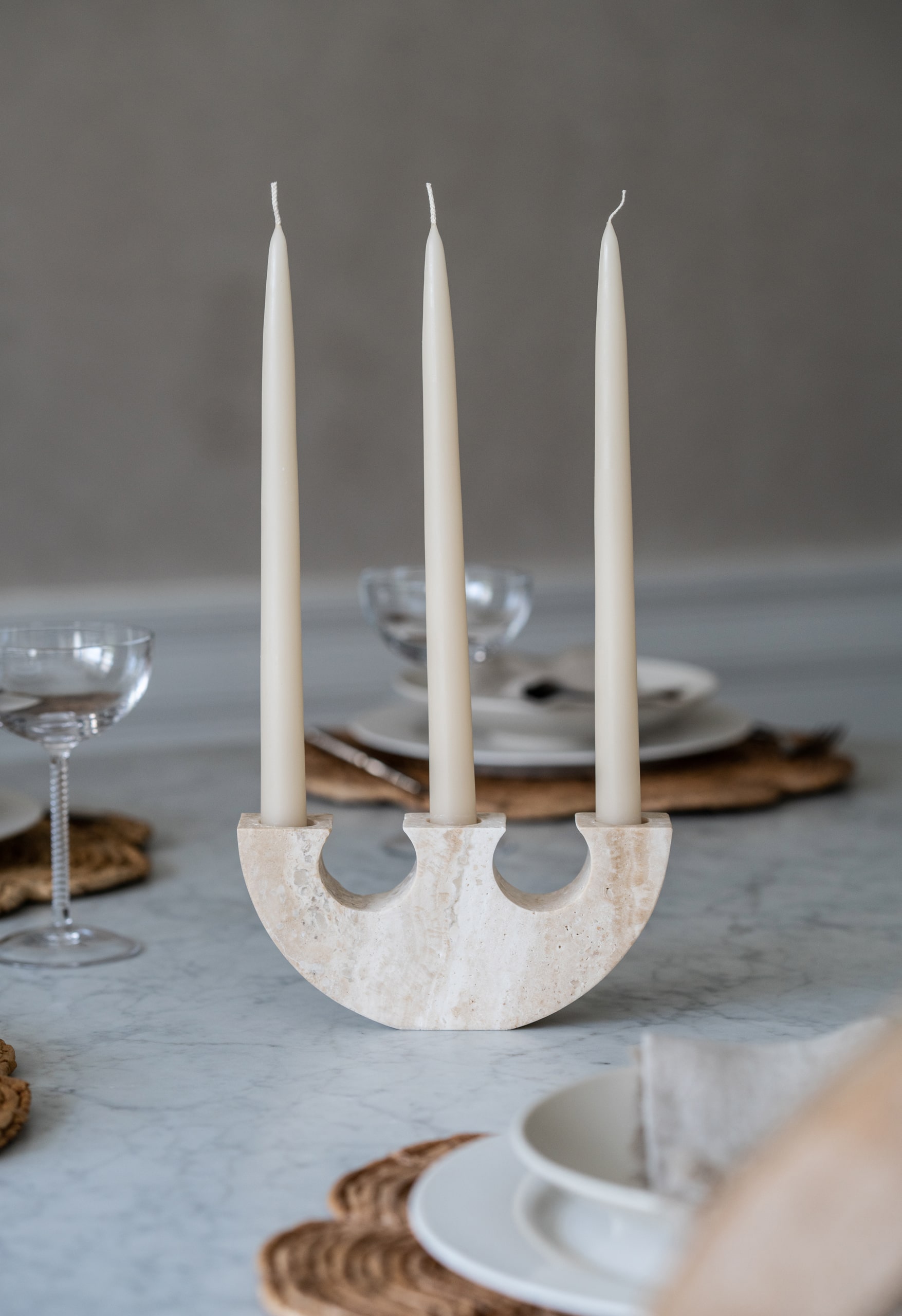 travertine candle holder
