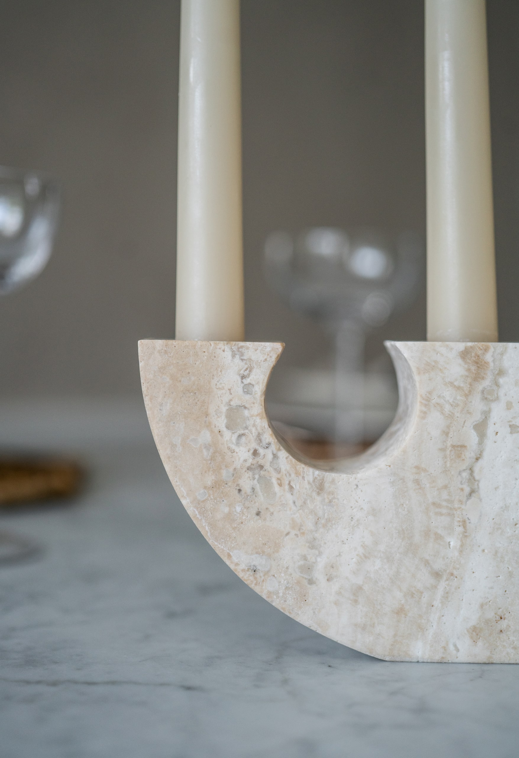 travertine candle holder